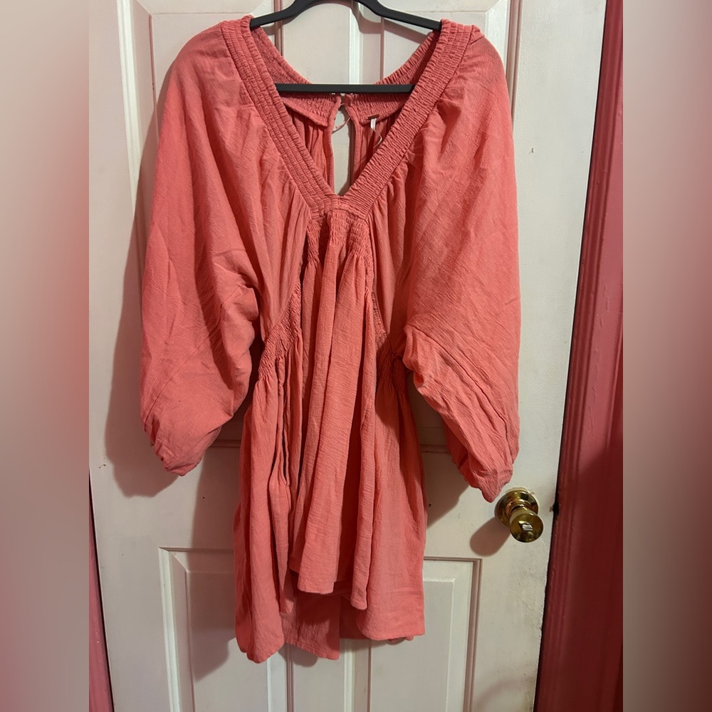 Free People Coral Smocked Dress